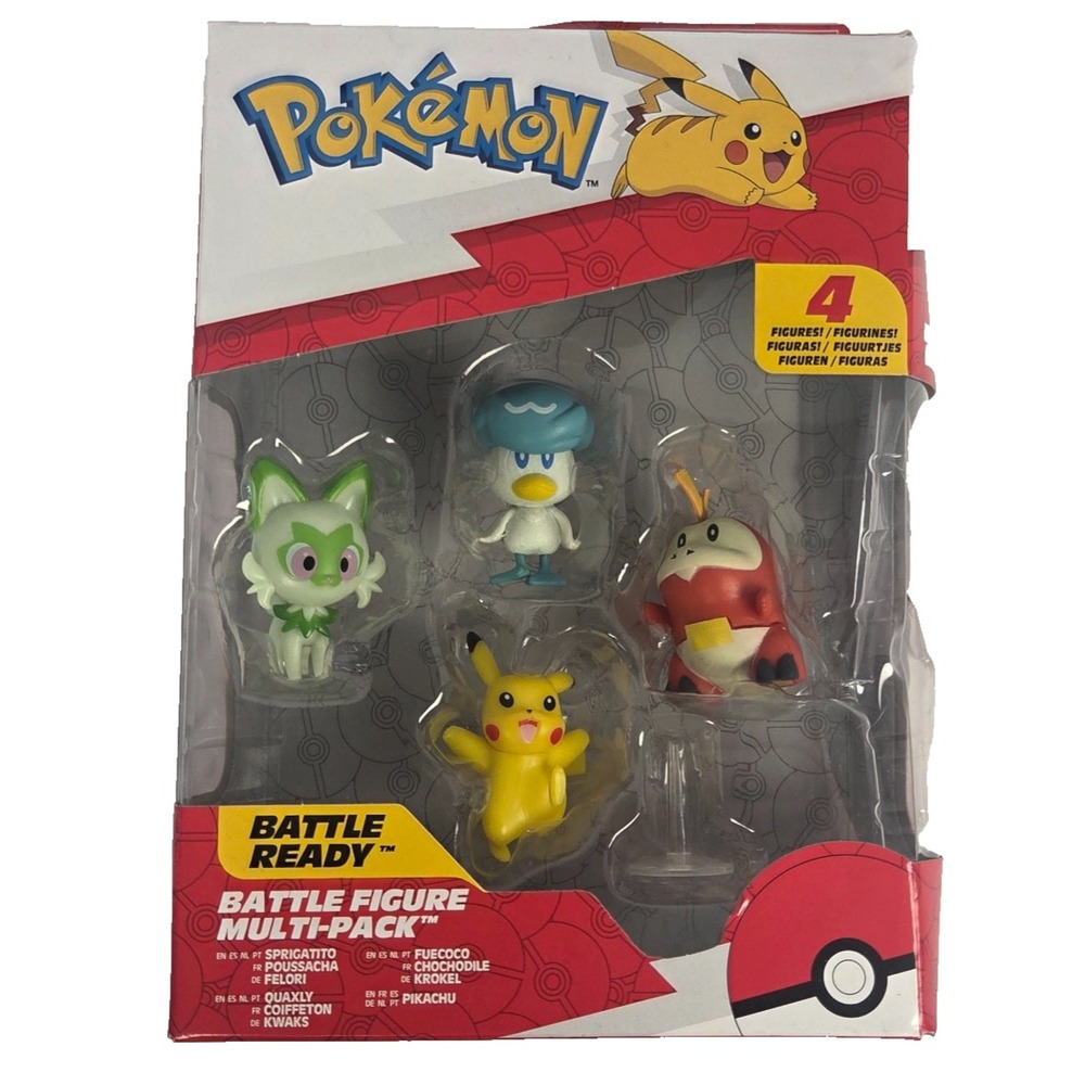 Pokemon Battle Figure Multi-Pack Pikachu Sprigatito Quaxly Fuecoco 4 Pack New